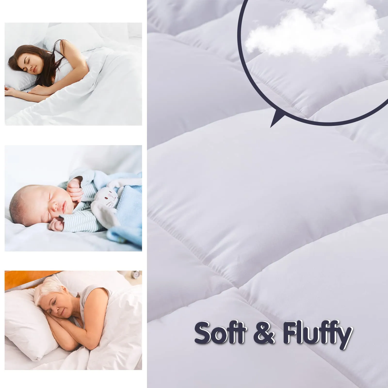 Mattress Topper King Size Pillow Top Bed Protector for Back Pain