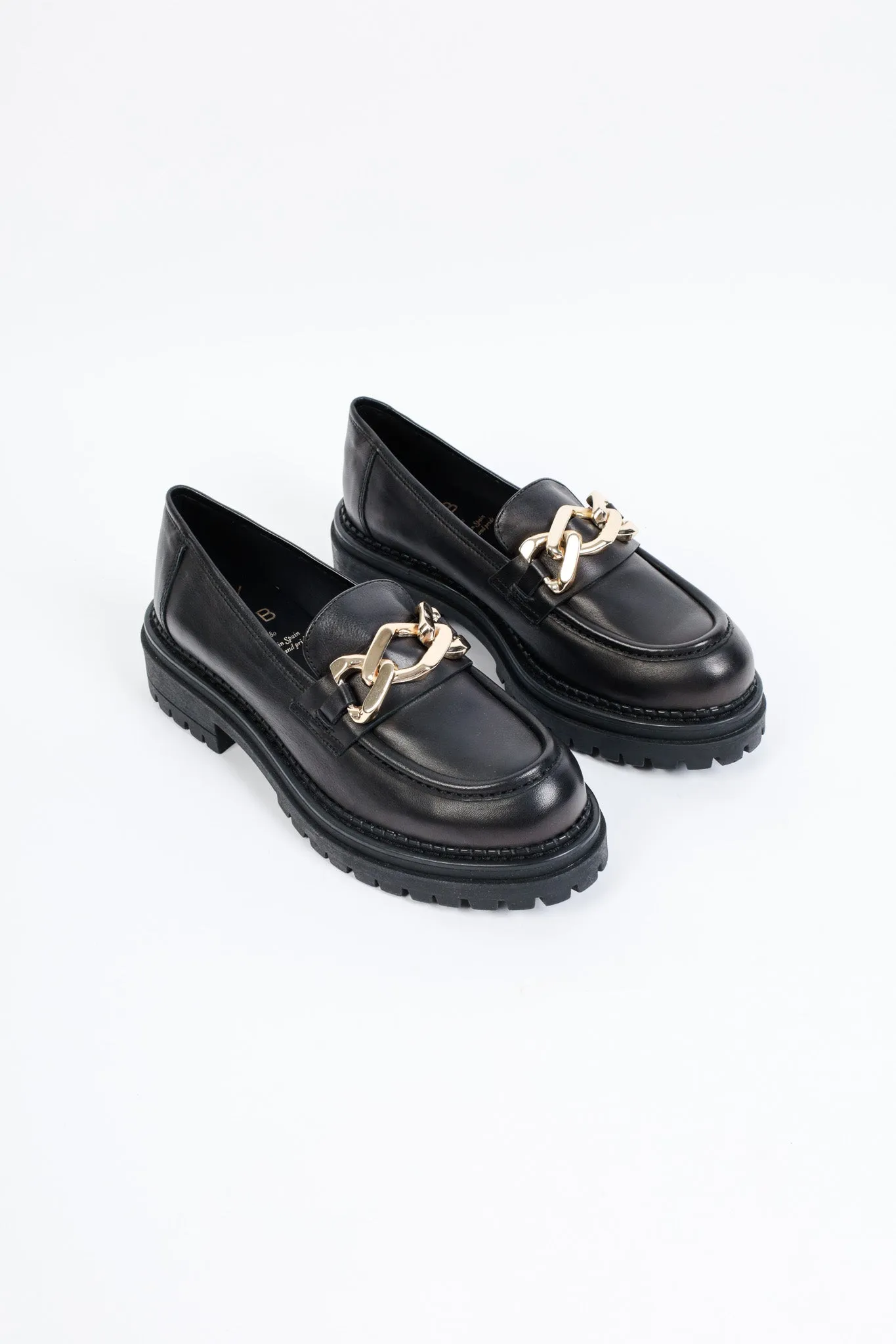 MELIA BLACK - Chunky Chain Trim Loafers