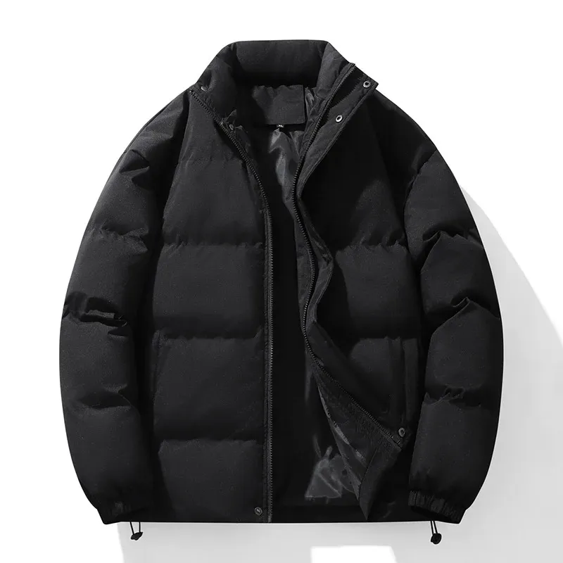 Men's puffer jacket with adjustable hem and zip fastening