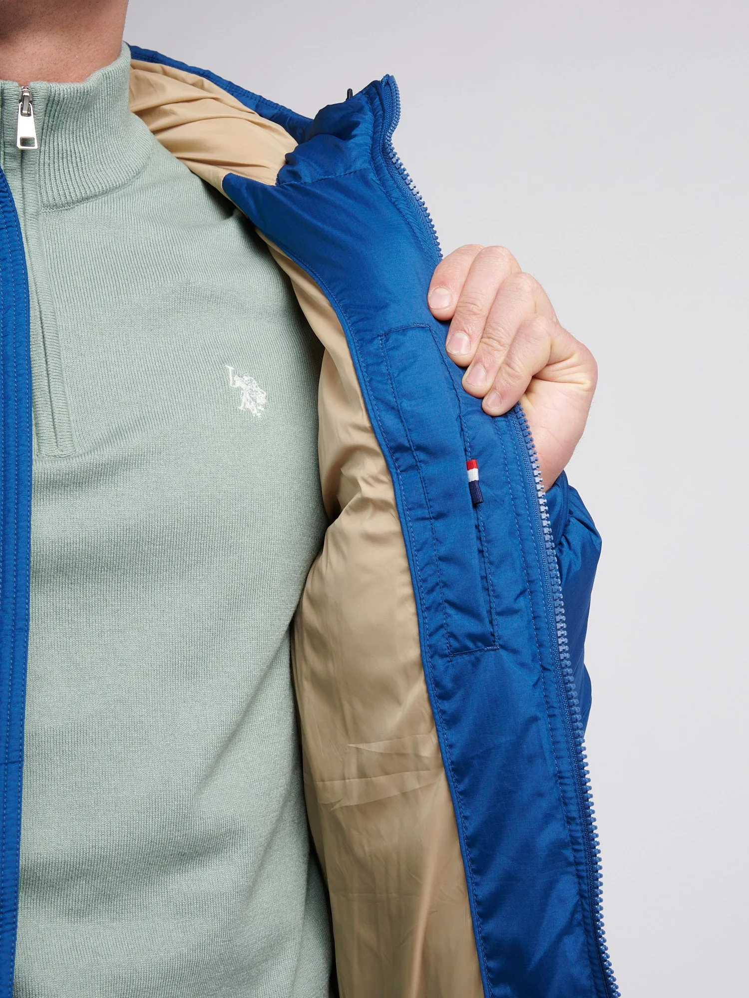 Mens Ripstop Hooded Puffer Jacket in Navy Peony