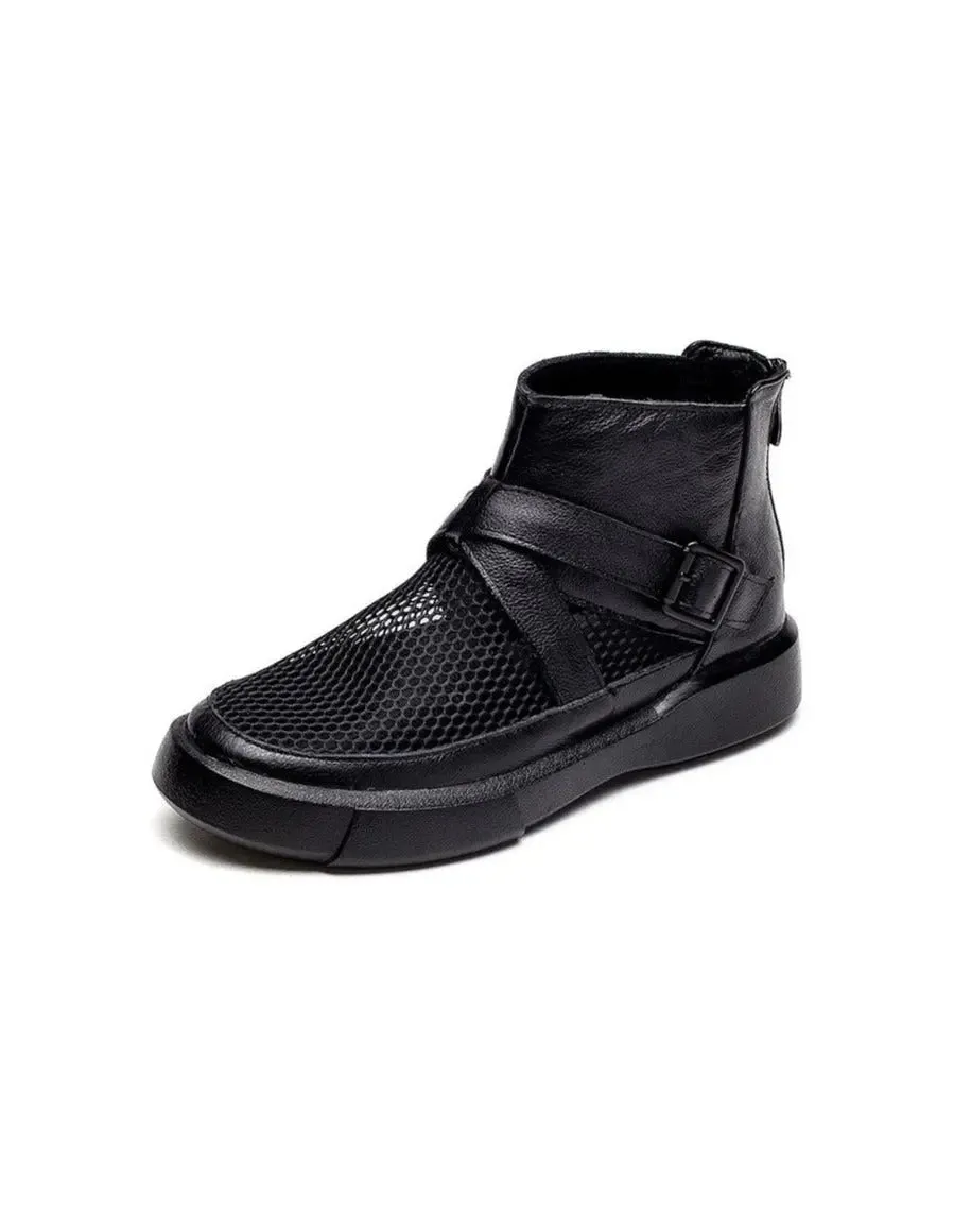 Mesh Soft Soles Round Toe Ankle Boots