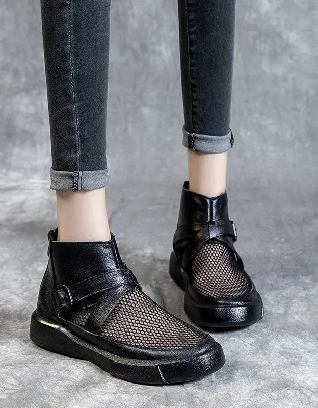 Mesh Soft Soles Round Toe Ankle Boots