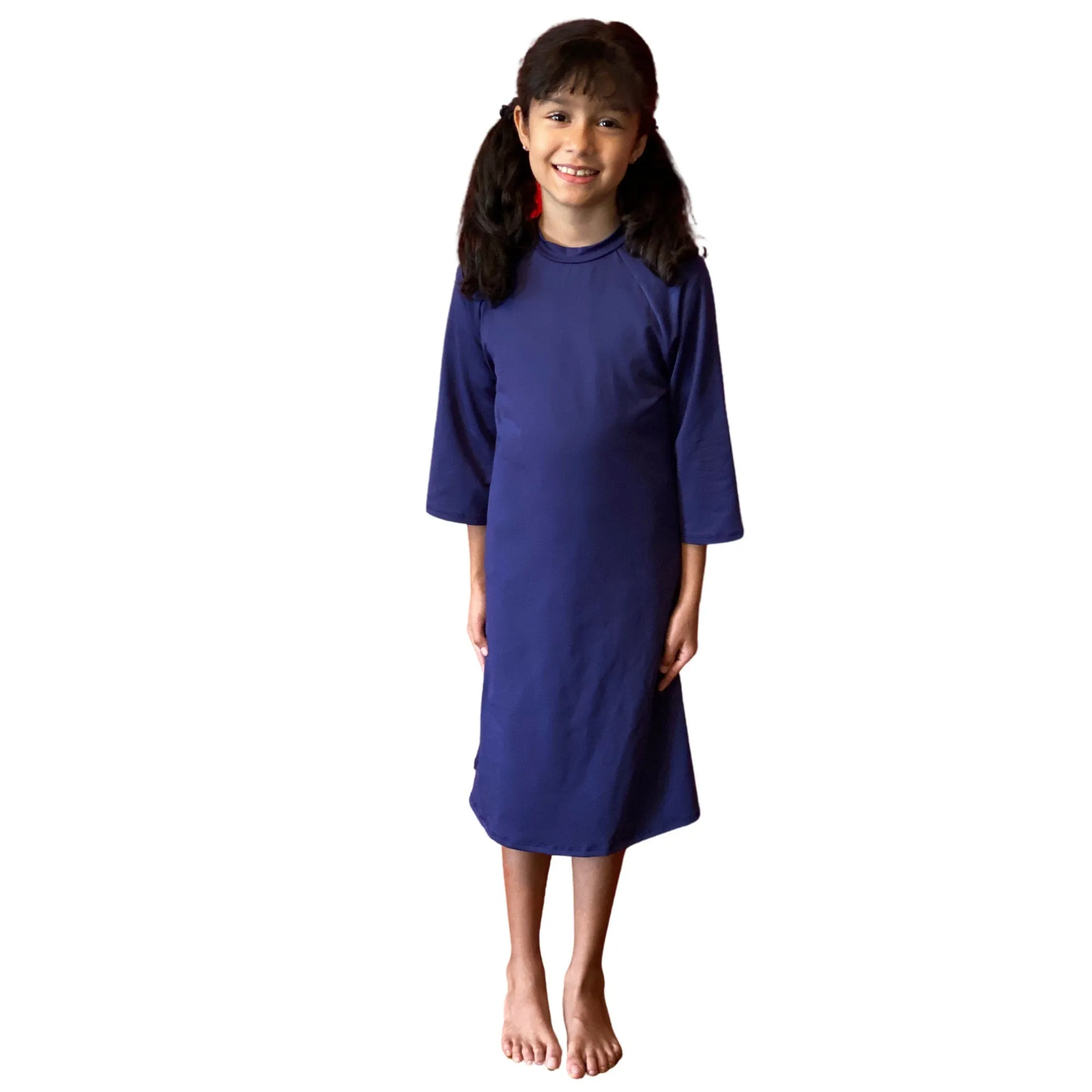 Modest Swimdress, Jewish Camp Swimdress, Navy Blue Girls Swim Dress Full Cover Sun Protection Modest swimdress girls, burkini, tzniut swim,