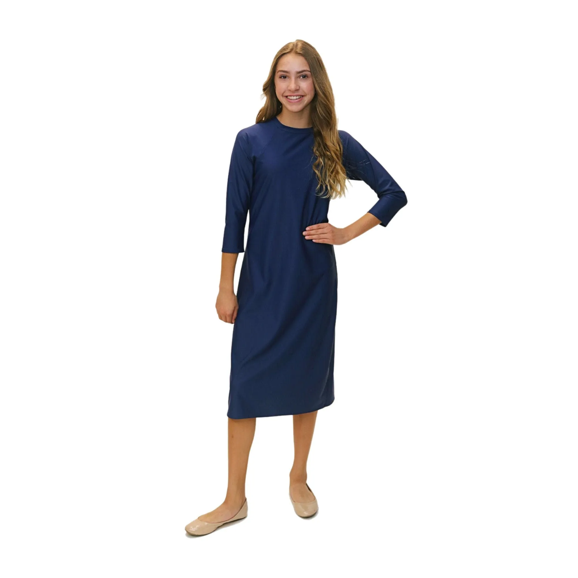 Modest Swimdress, Jewish Camp Swimdress, Navy Blue Girls Swim Dress Full Cover Sun Protection Modest swimdress girls, burkini, tzniut swim,