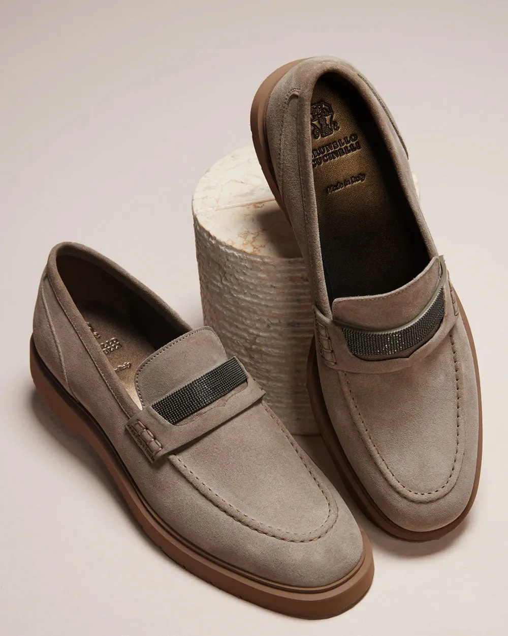 Monili Suede Penny Loafer in Light Brown