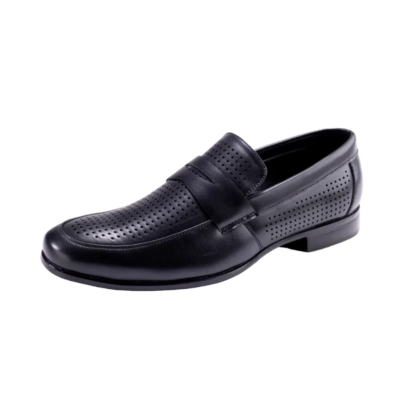 Montique Black Men's Slip-On Dress Shoes Penny Strap Loafer