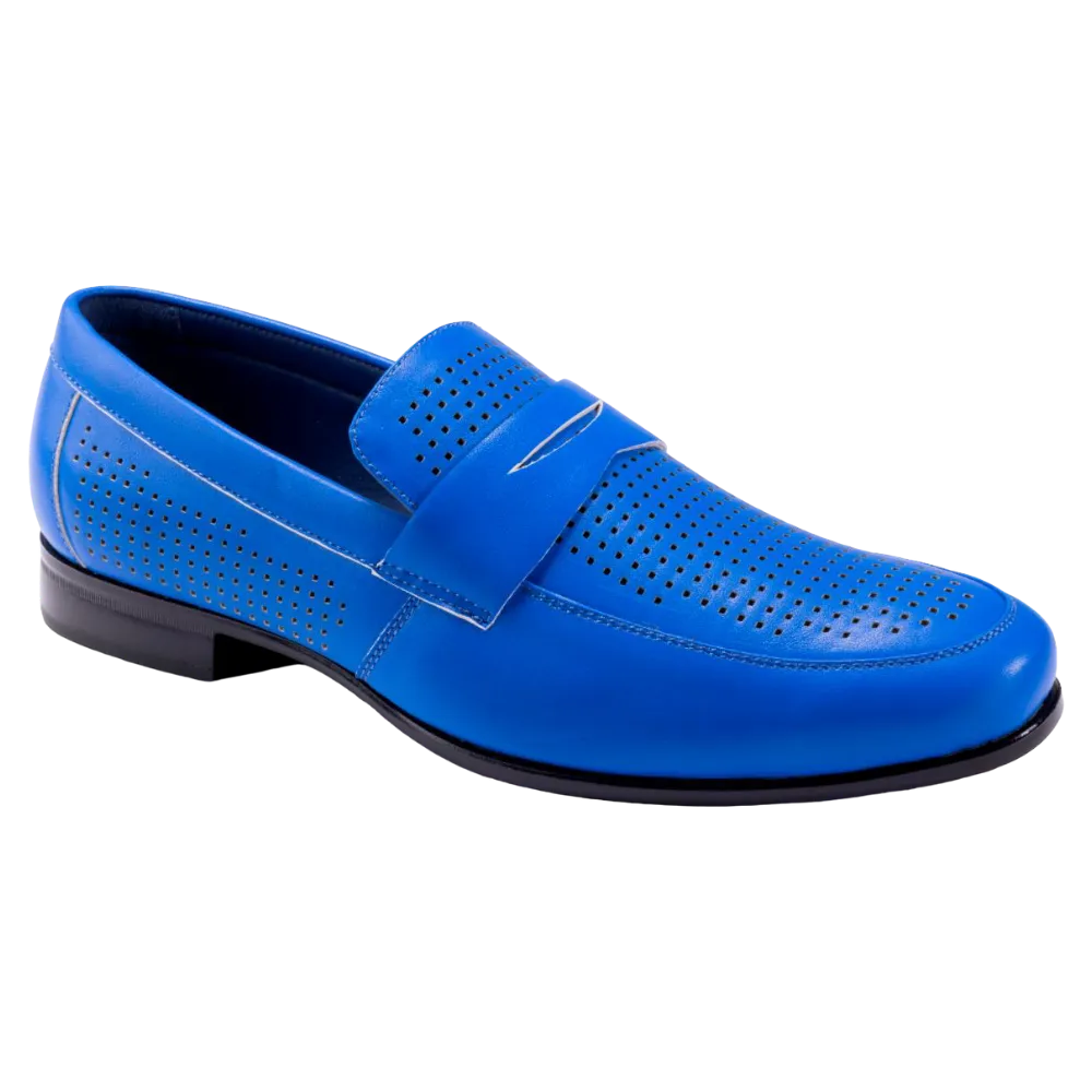 Montique Cobalt Blue Men's Slip-On Dress Shoes Penny Strap Loafer