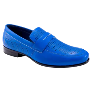 Montique Cobalt Blue Men's Slip-On Dress Shoes Penny Strap Loafer