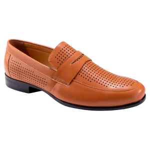 Montique Cognac Men's Slip-On Dress Shoes Penny Strap Loafer