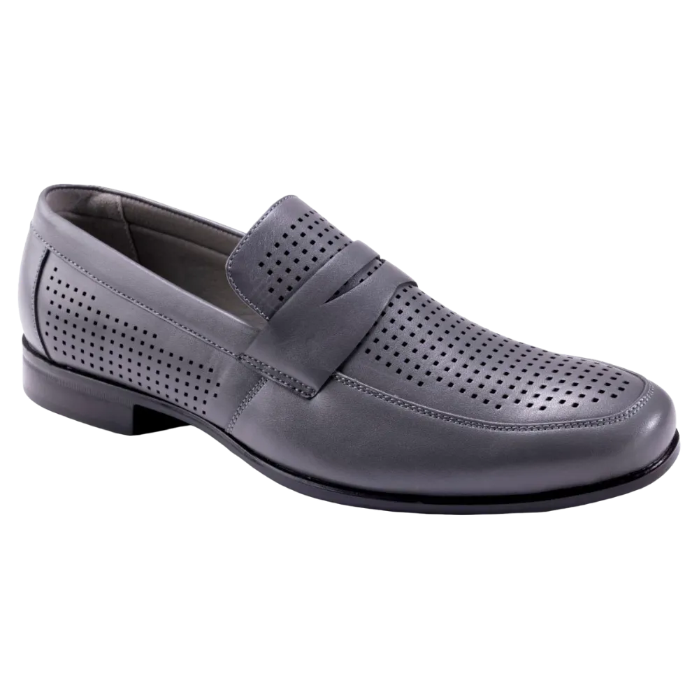 Montique Grey Men's Slip-On Dress Shoes Penny Strap Loafer