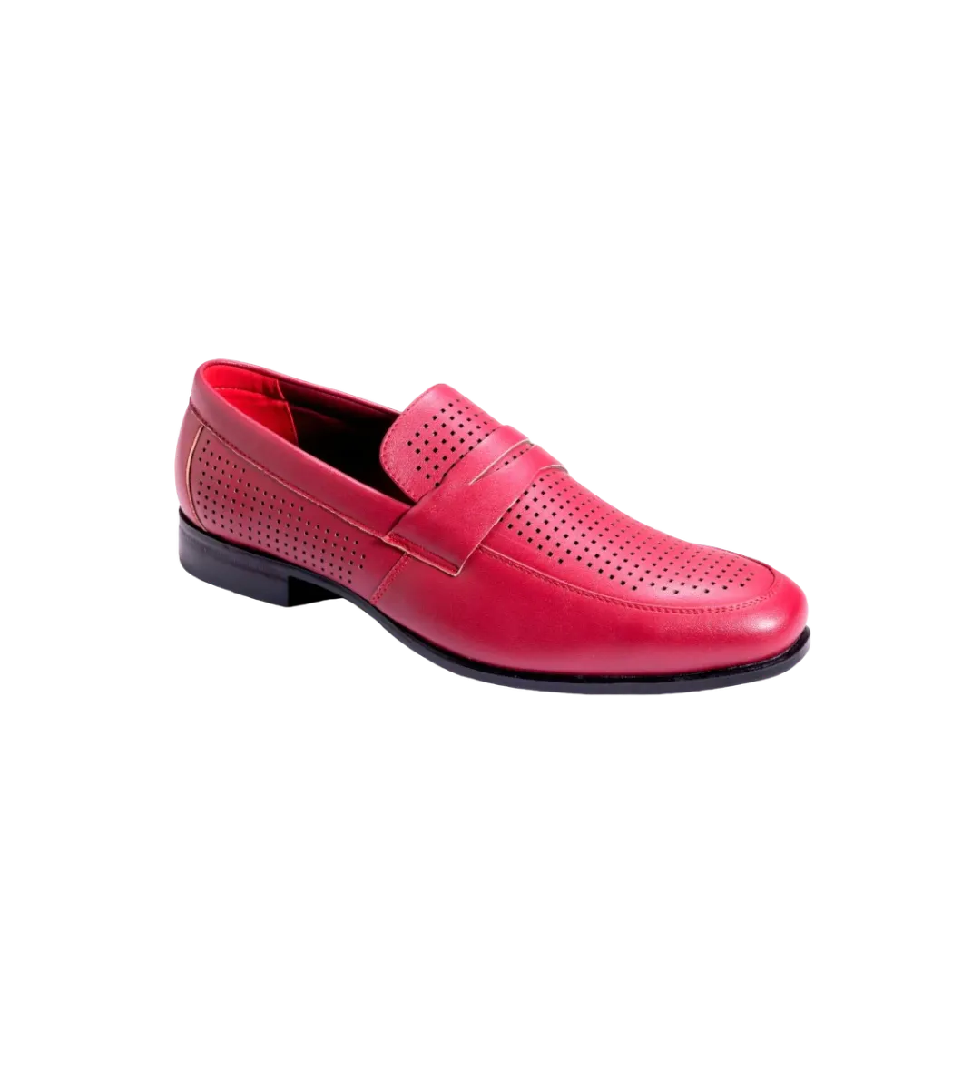 Montique Red Men's Slip-On Dress Shoes Strap Loafer