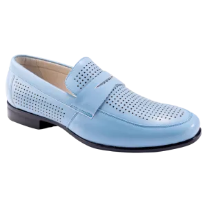 Montique Sky Blue Men's Penny Strap Loafer Slip-On Dress Shoe