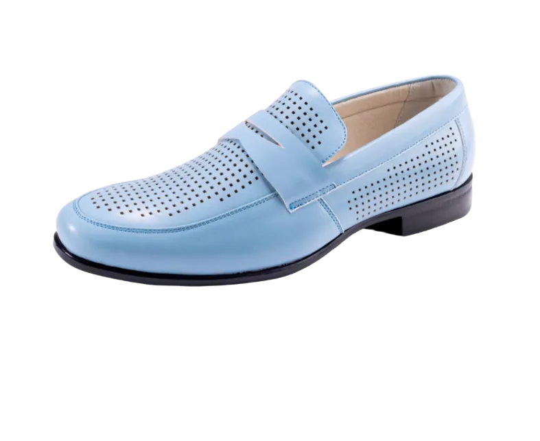 Montique Sky Blue Men's Penny Strap Loafer Slip-On Dress Shoe