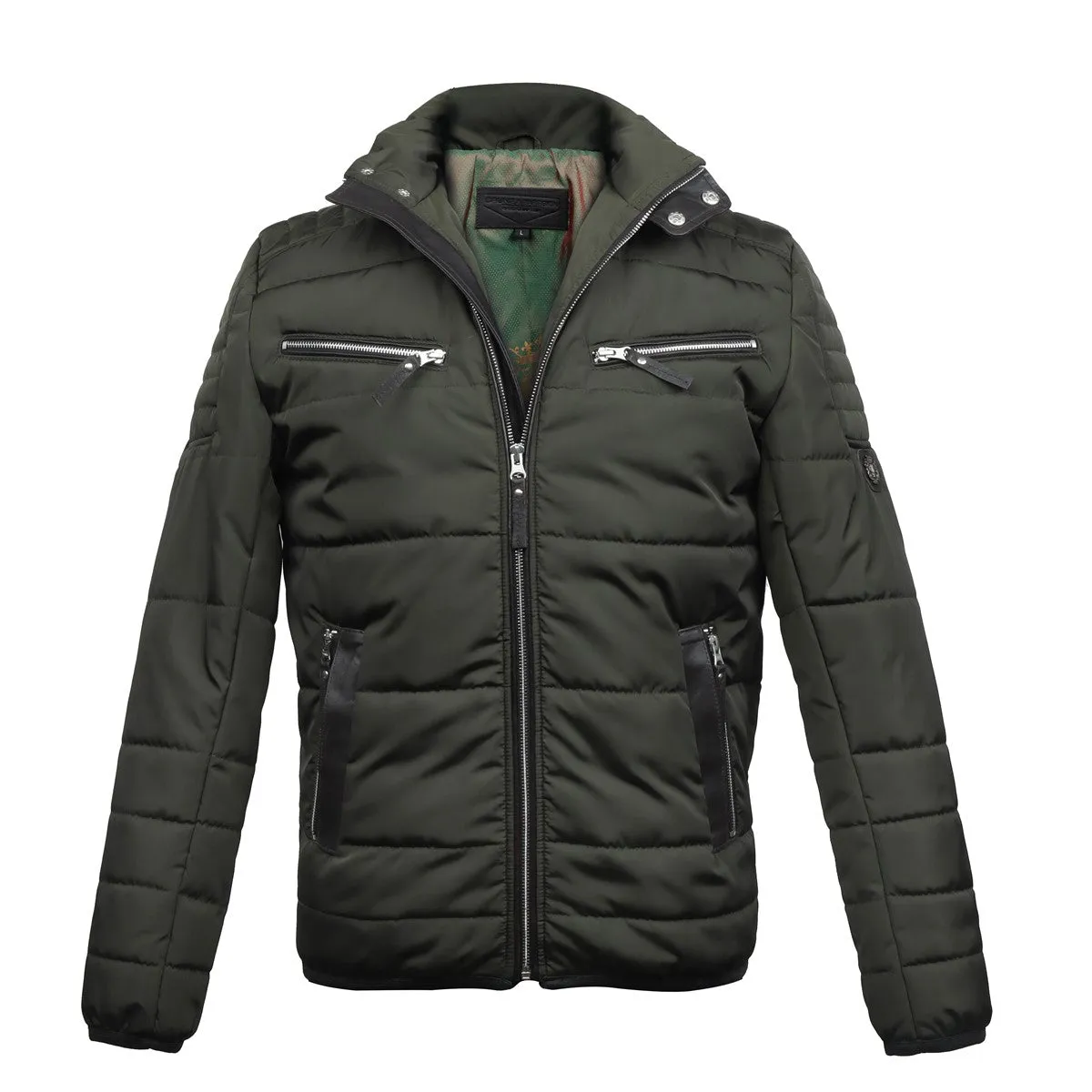 Multiple Front Pockets Green Puffer Jacket by Brune & Bareskin