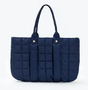 Navy Quilted Puffer Tote