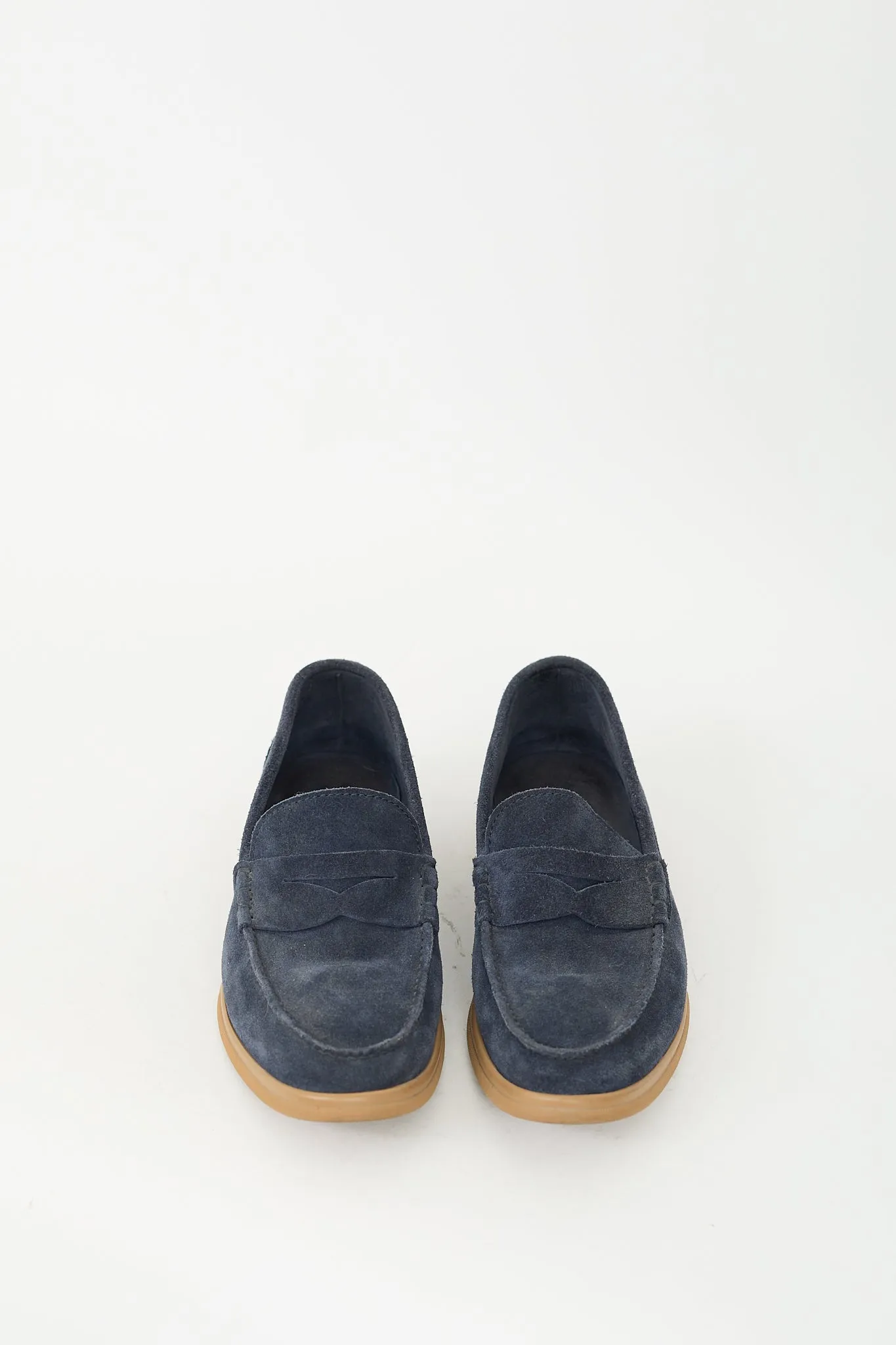 Navy Suede Penny Loafer