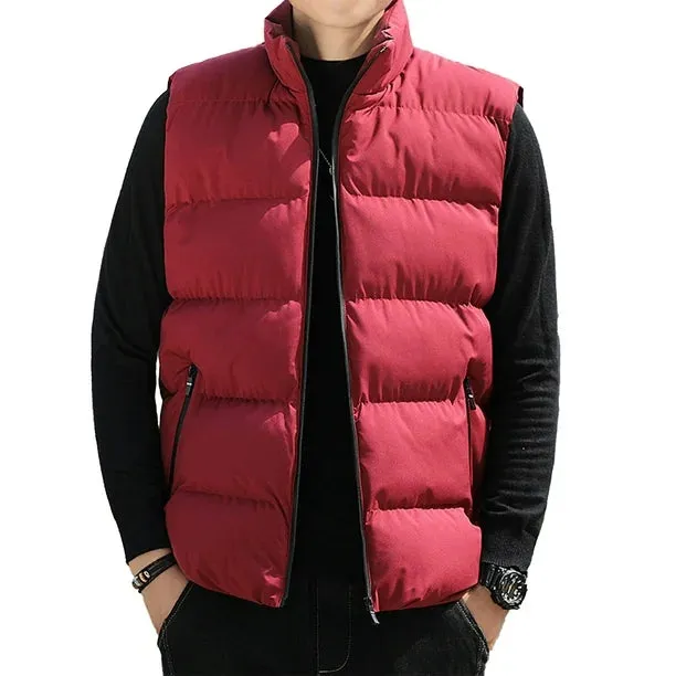 NEW Retails $50 Innerwin Waistcoat Solid Color Mens Coat Holiday Sleeveless Stand Collar Outwear Red XL