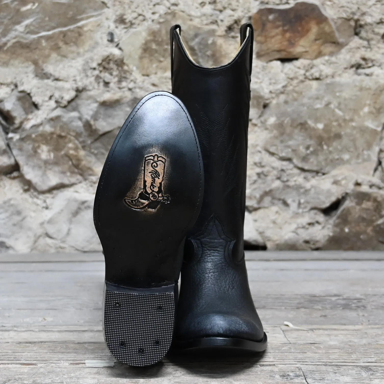 Nutted Calf Black Bison "The Man in Black" Town Boot on Custom "Duke" Last