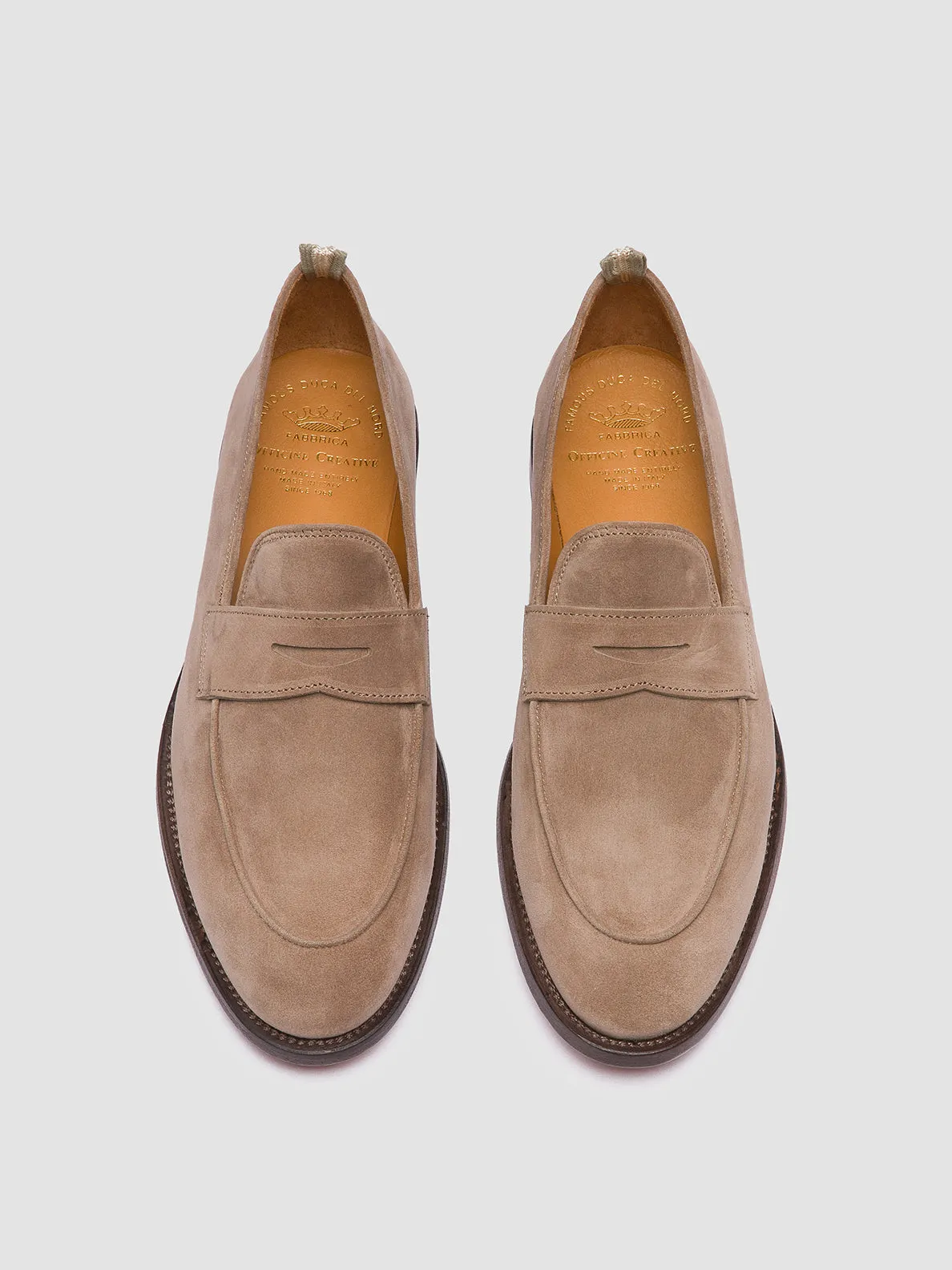 OPERA 001 - Taupe Suede Penny Loafers