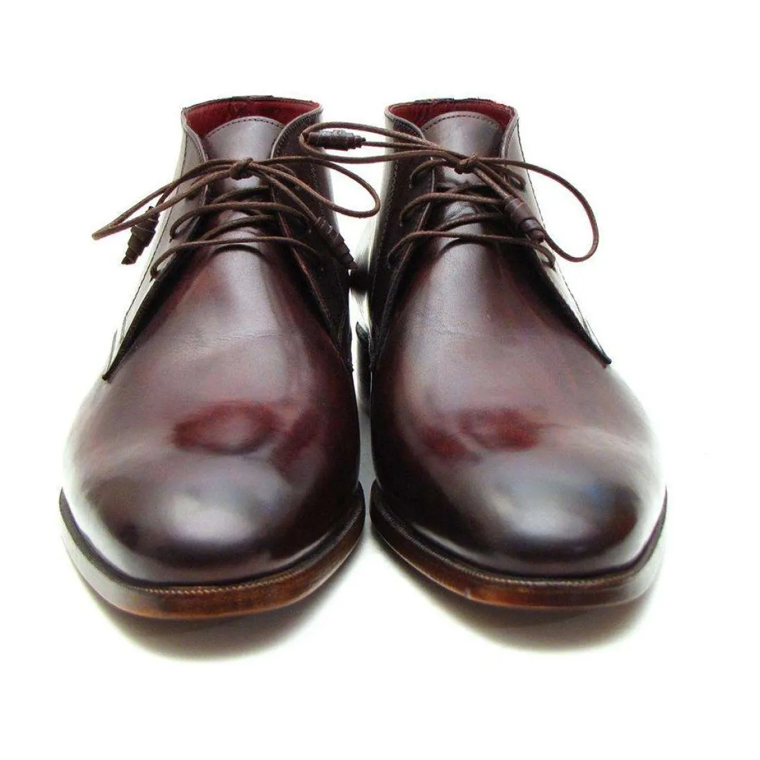 Paul Parkman Handmade Designer Shoes Men's Handmade Designer Shoes Chukka Brown Burgundy Boots (PM5234)