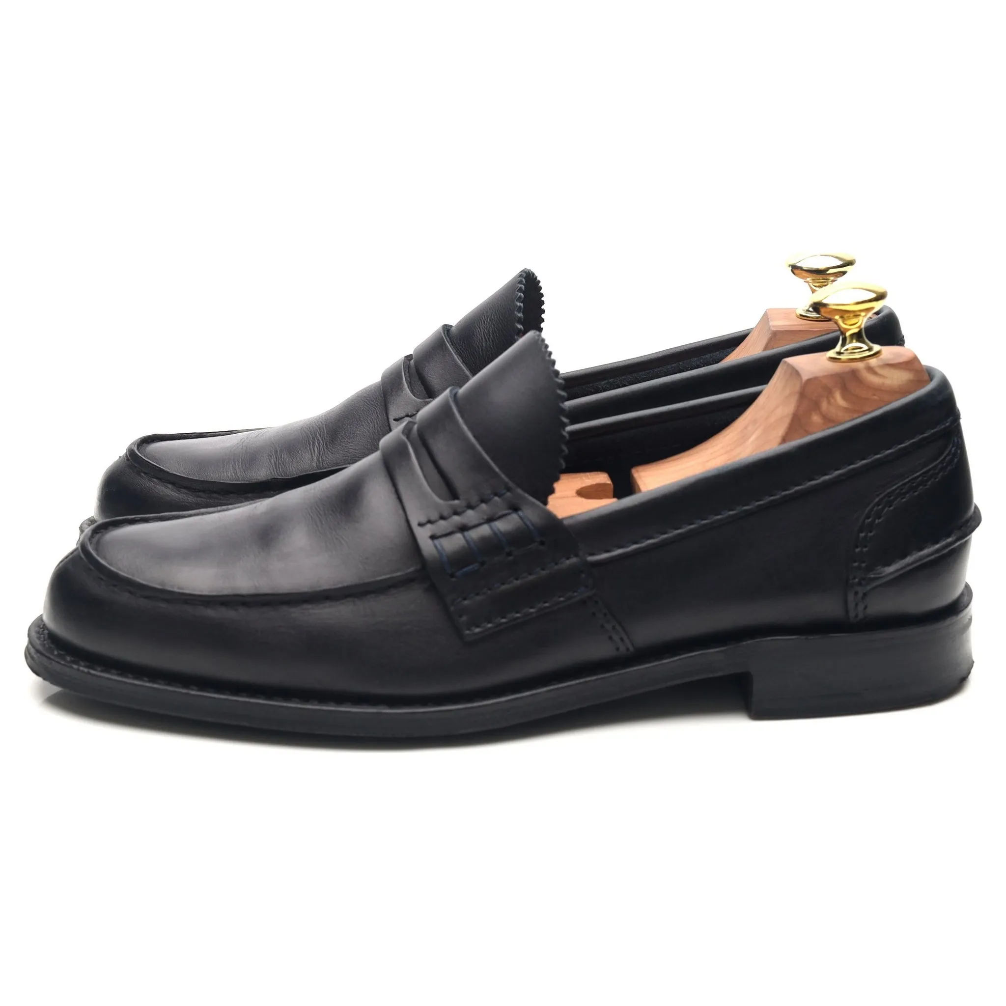 'Pembrey' Navy Blue Leather Loafers UK 7 G