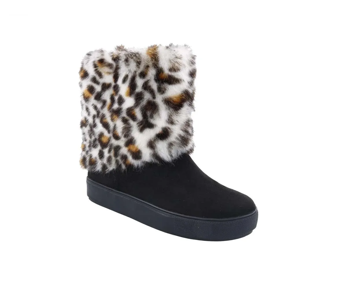 Penny Loves Kenny Artful Women Fur Boot In Black Microsuede