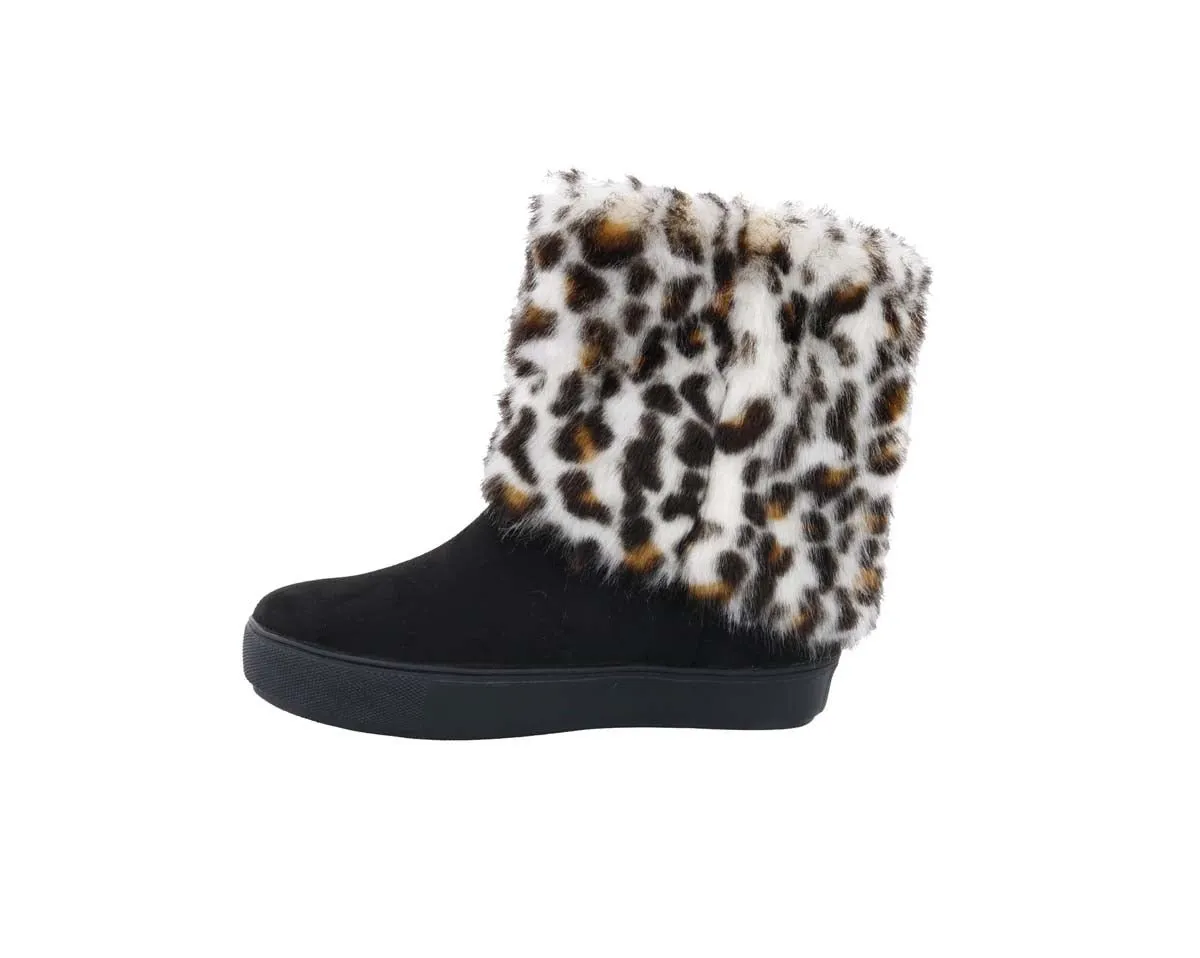 Penny Loves Kenny Artful Women Fur Boot In Black Microsuede