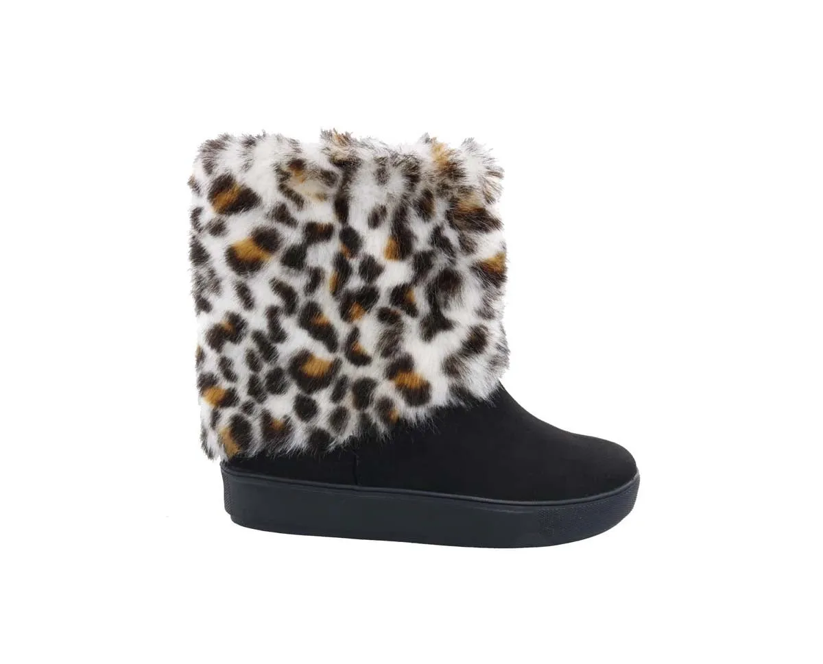 Penny Loves Kenny Artful Women Fur Boot In Black Microsuede