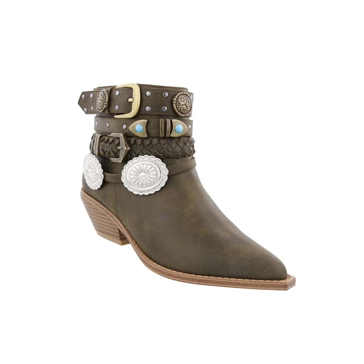 Penny Loves Kenny Shane Women Boot In Green Distressed Synthetic