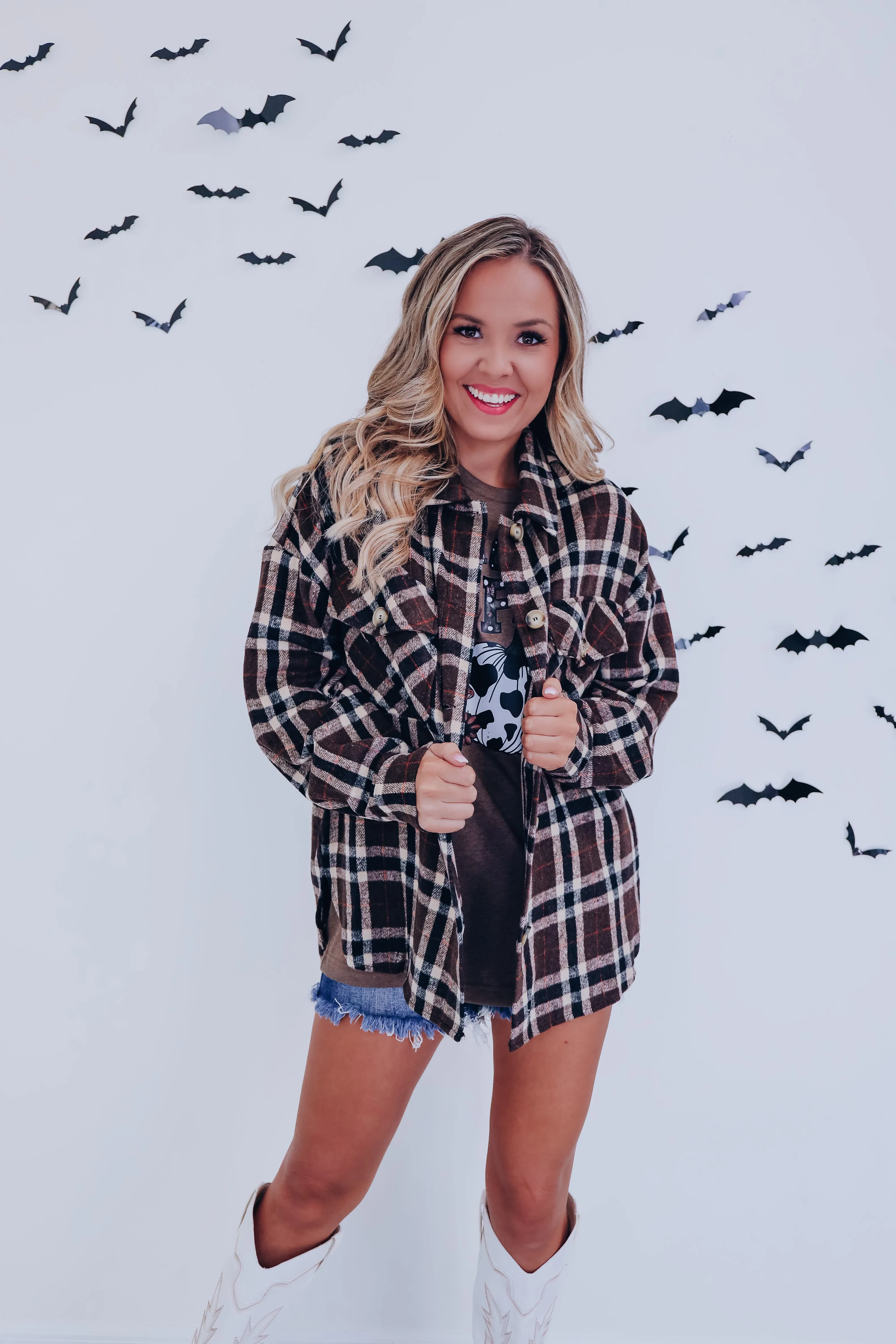 Penny Plaid Flannel Shacket - Brown