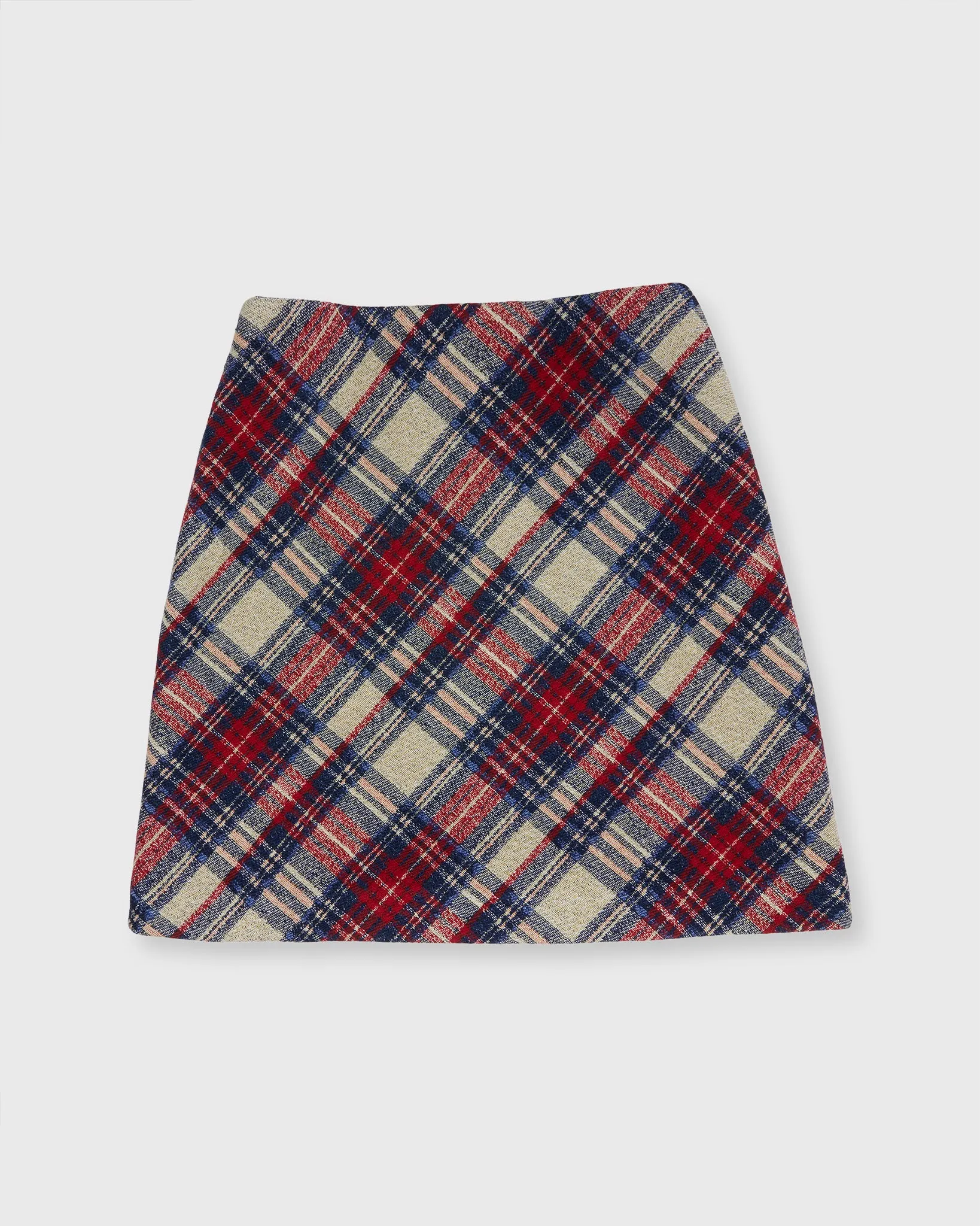 Penny Skirt in Red/Blue/Natural Tartan Jacquard