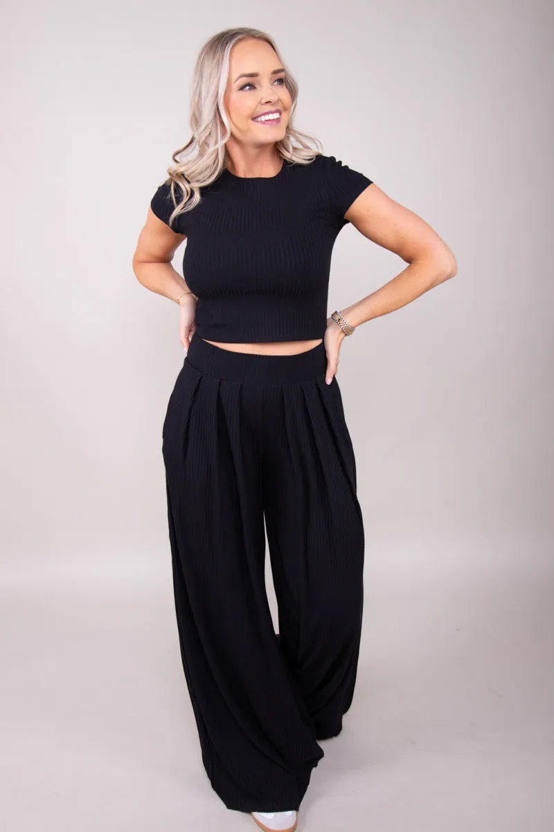 Pleated Vibe Set-Black