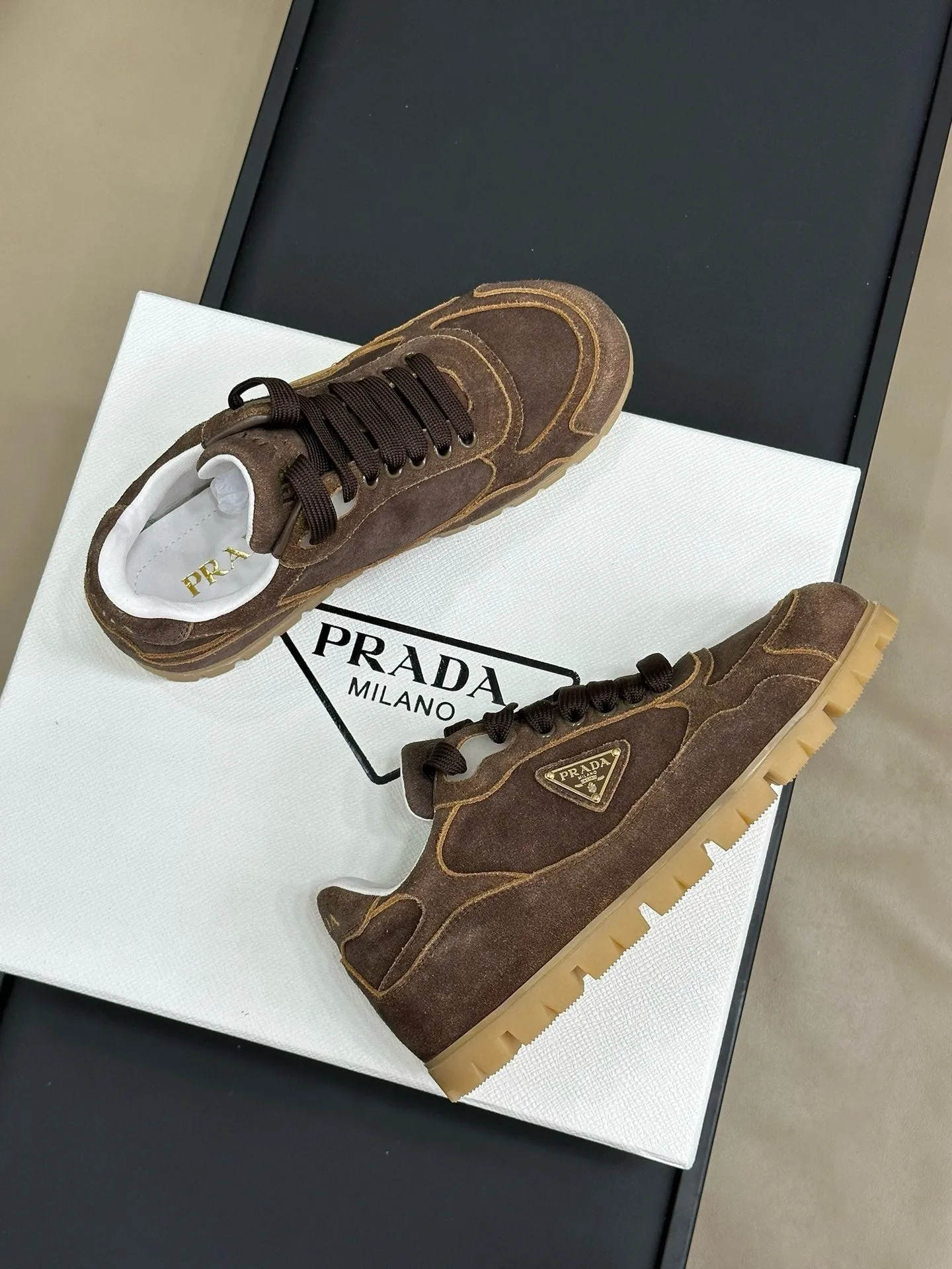 PRA TRAIL FADED SUEDE SNEAKERS BROWN