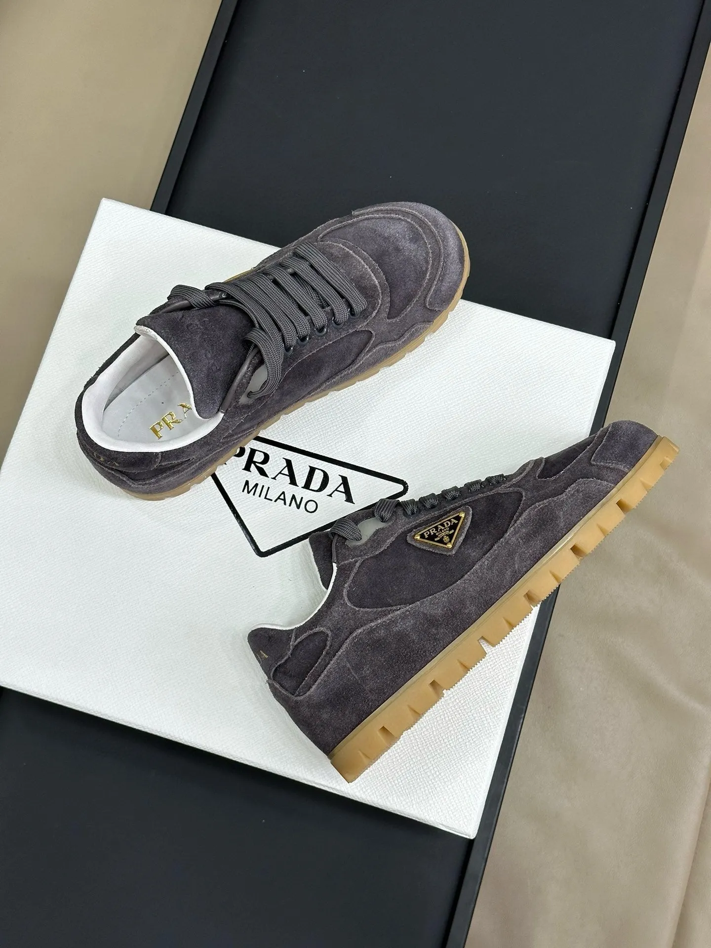 PRA TRAIL FADED SUEDE SNEAKERS CHARCOAL