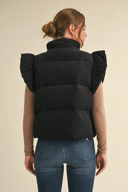 Puffer Sleeve Vest With Pockets