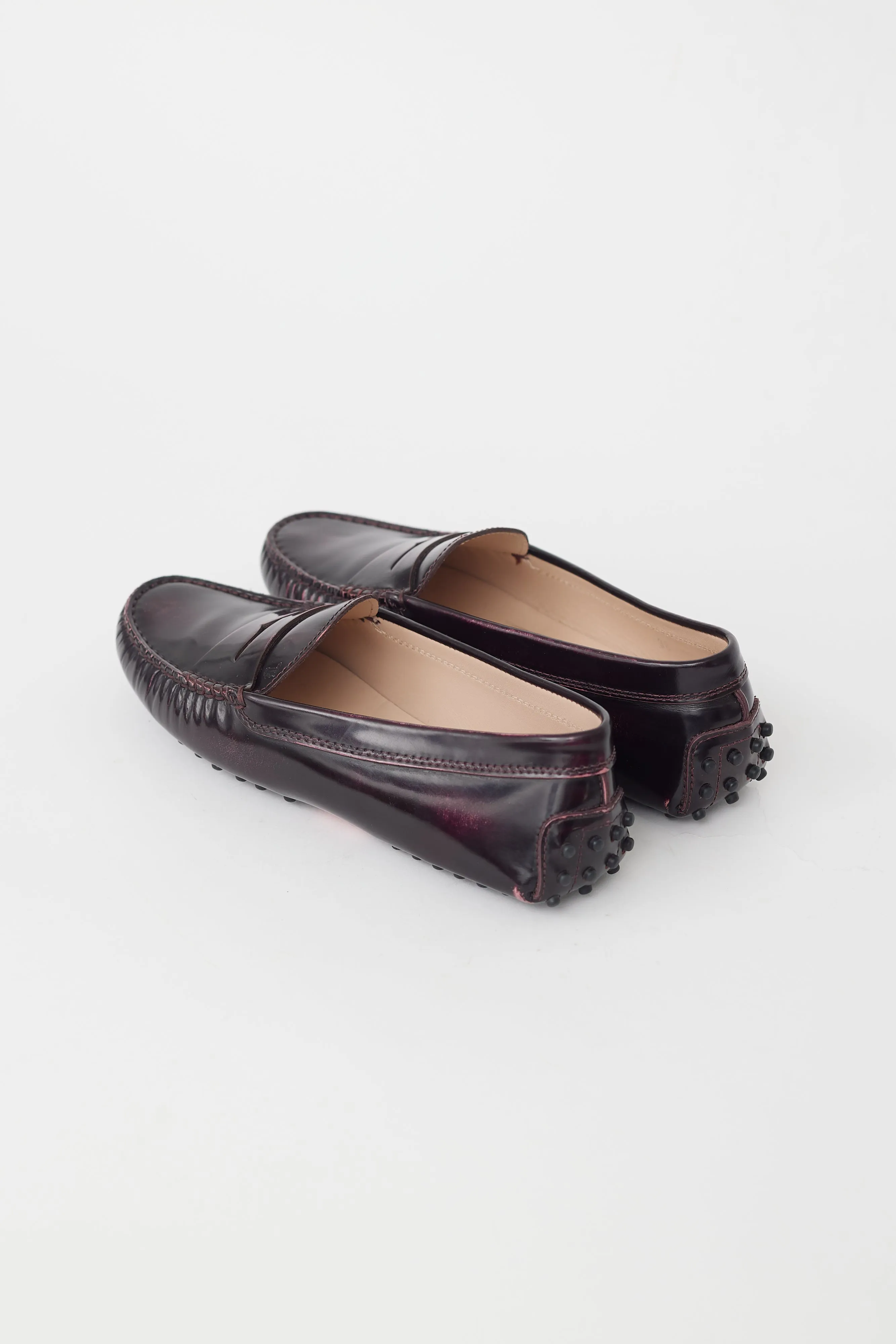 Purple Leather Penny Loafer