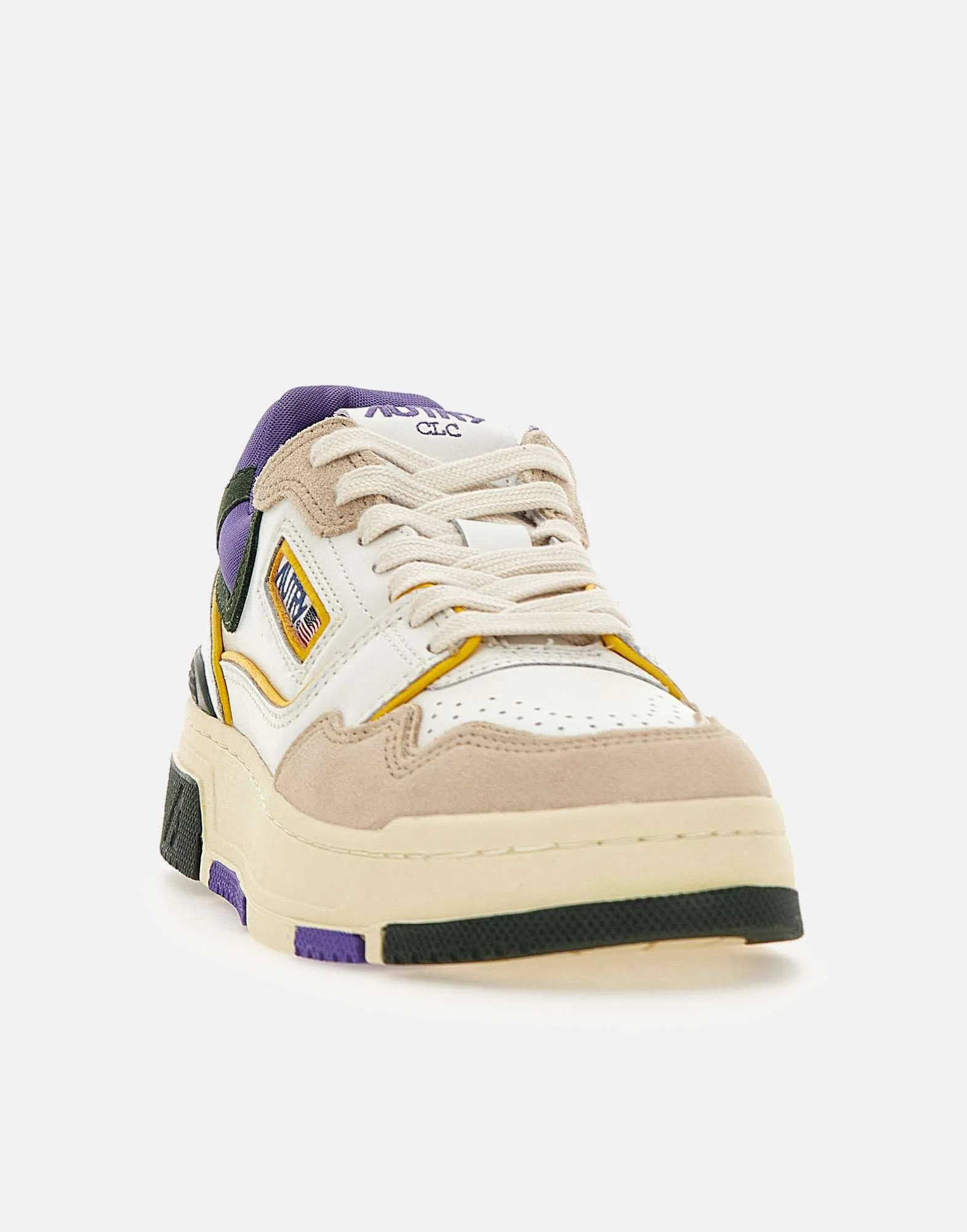 Purple Leather Sneakers with Ankle Reinforcement