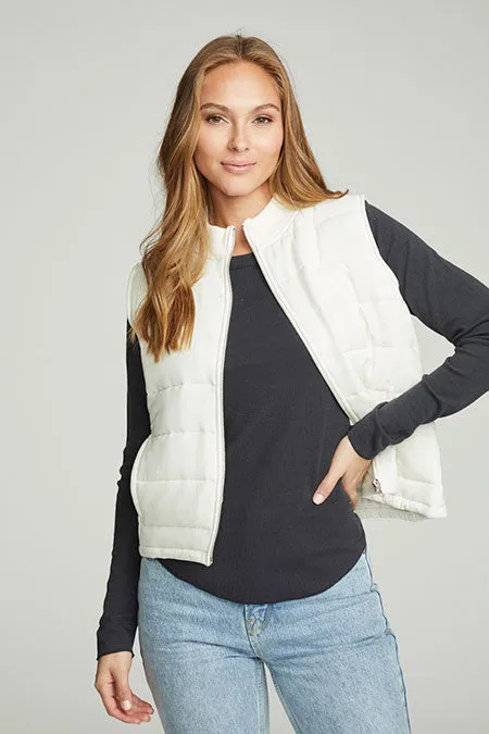 Quilted Mock Neck Puffer Vest