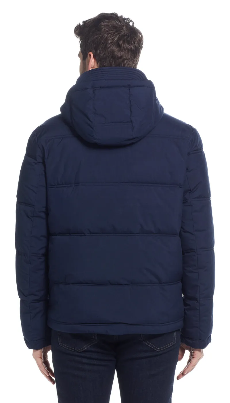 QUILTED PUFFER WITH ATTACHED HOOD