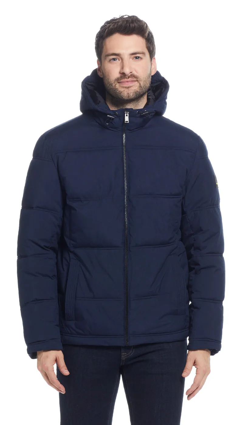 QUILTED PUFFER WITH ATTACHED HOOD