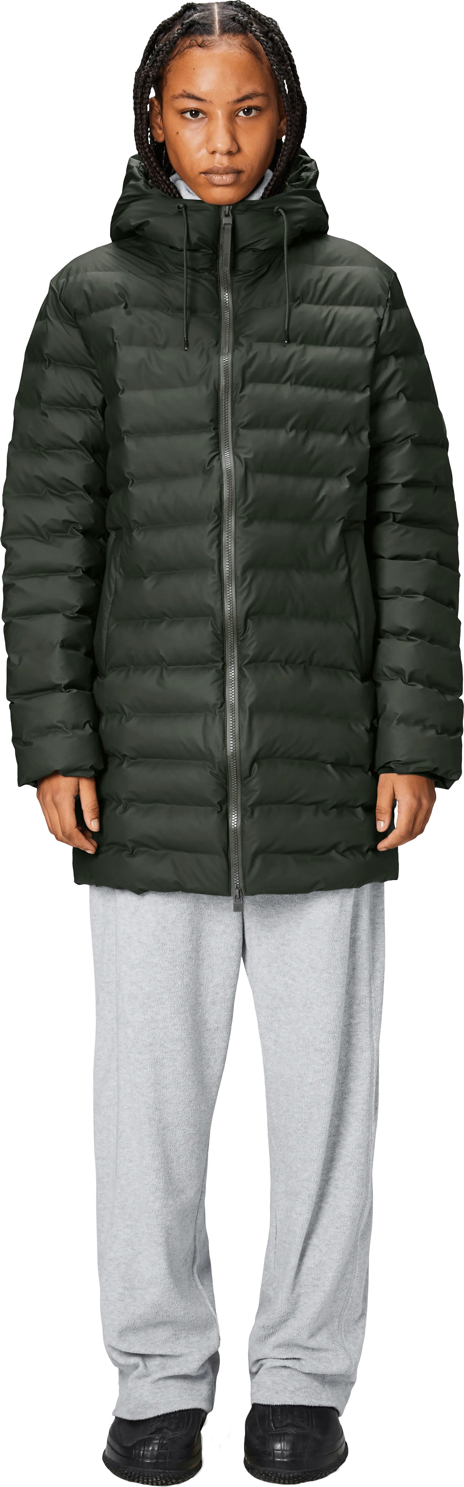 Rains Unisex Lohja Long Puffer Jacket W3T3 Green | Buy Rains Unisex Lohja Long Puffer Jacket W3T3 Green here | Outnorth