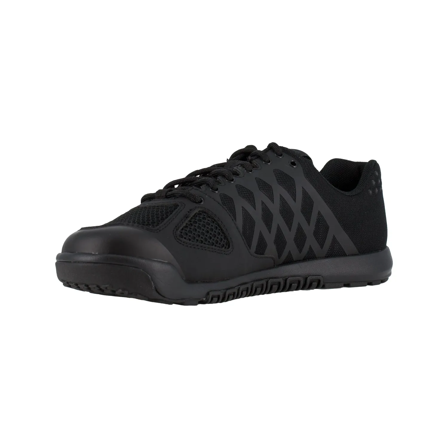 Reebok Mens Black Faux Leather Work Shoes Oxford Nano Tactical