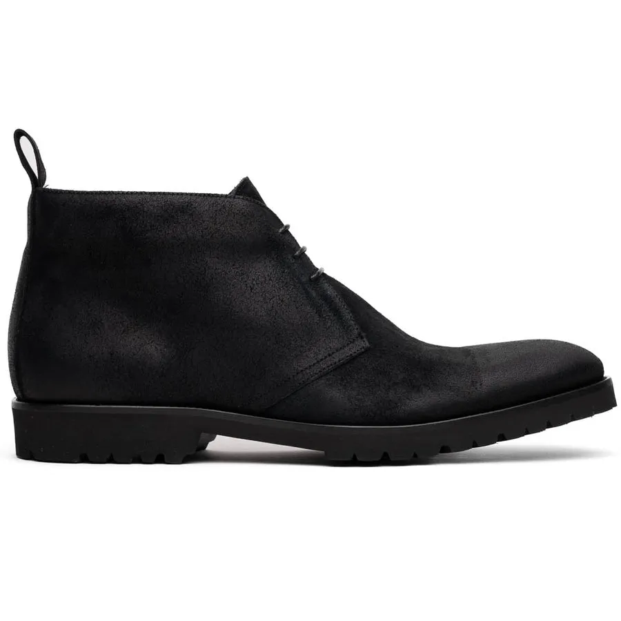 Rezza Italian Sueded Calfskin Chukka Boot in Black by Zelli Italia