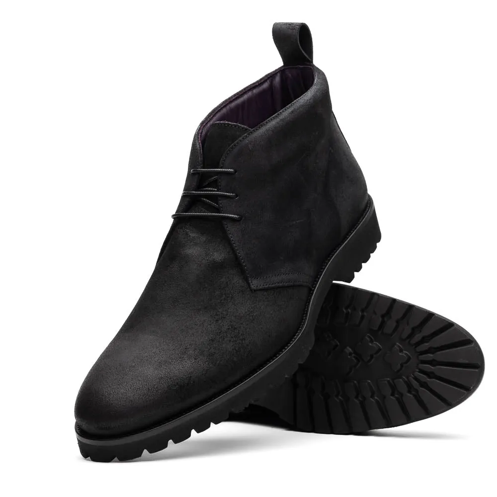 Rezza Italian Sueded Calfskin Chukka Boot in Black by Zelli Italia