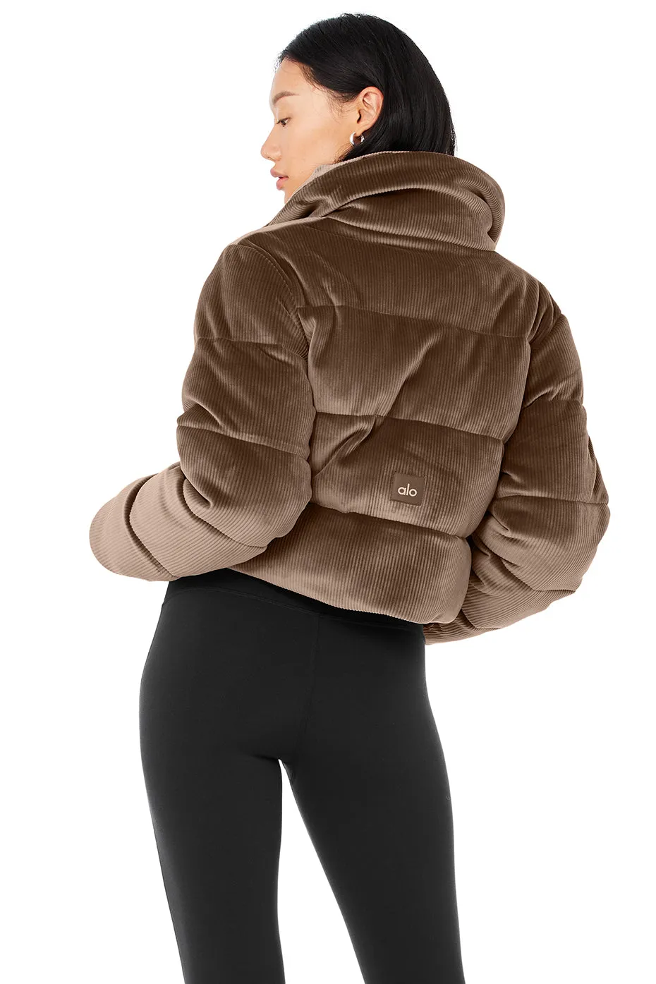 Ribbed Velour Gold Rush Puffer - Hot Cocoa