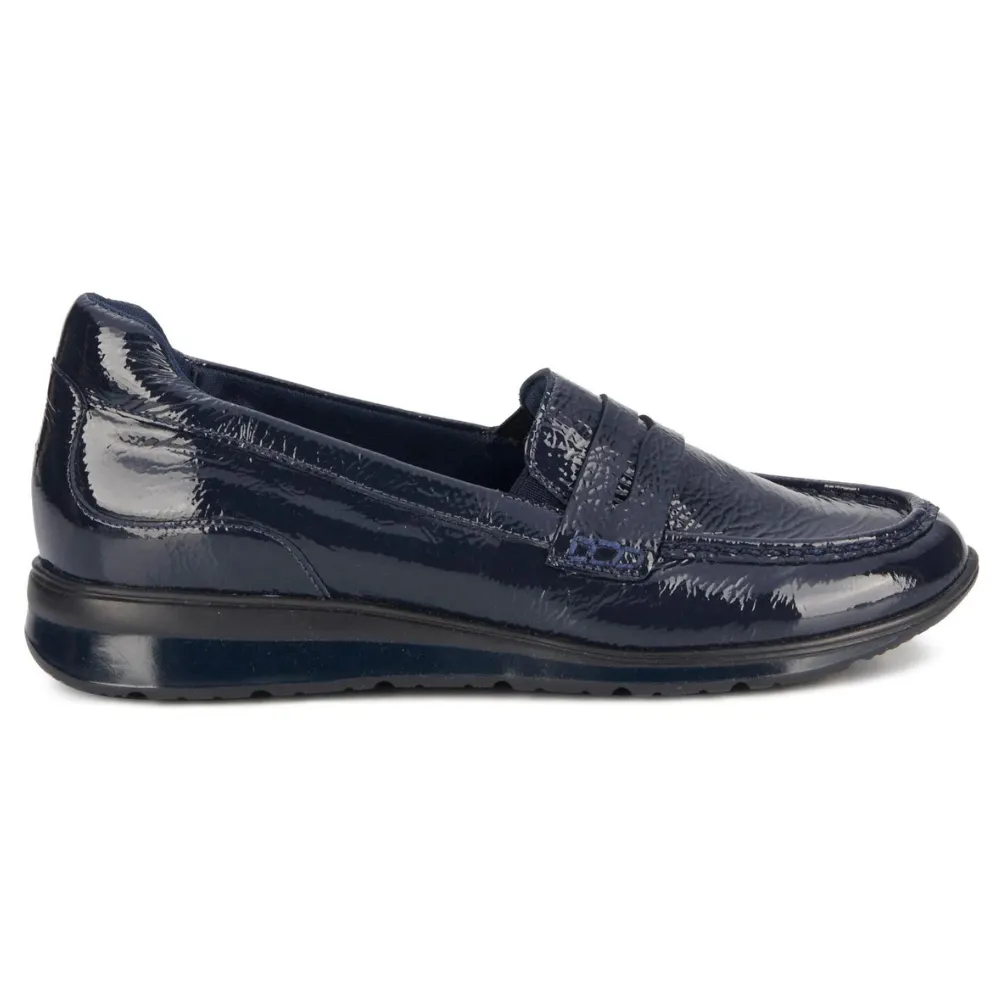 Ros Hommerson Dannon Navy Crinkle Patent Loafer (Women's)