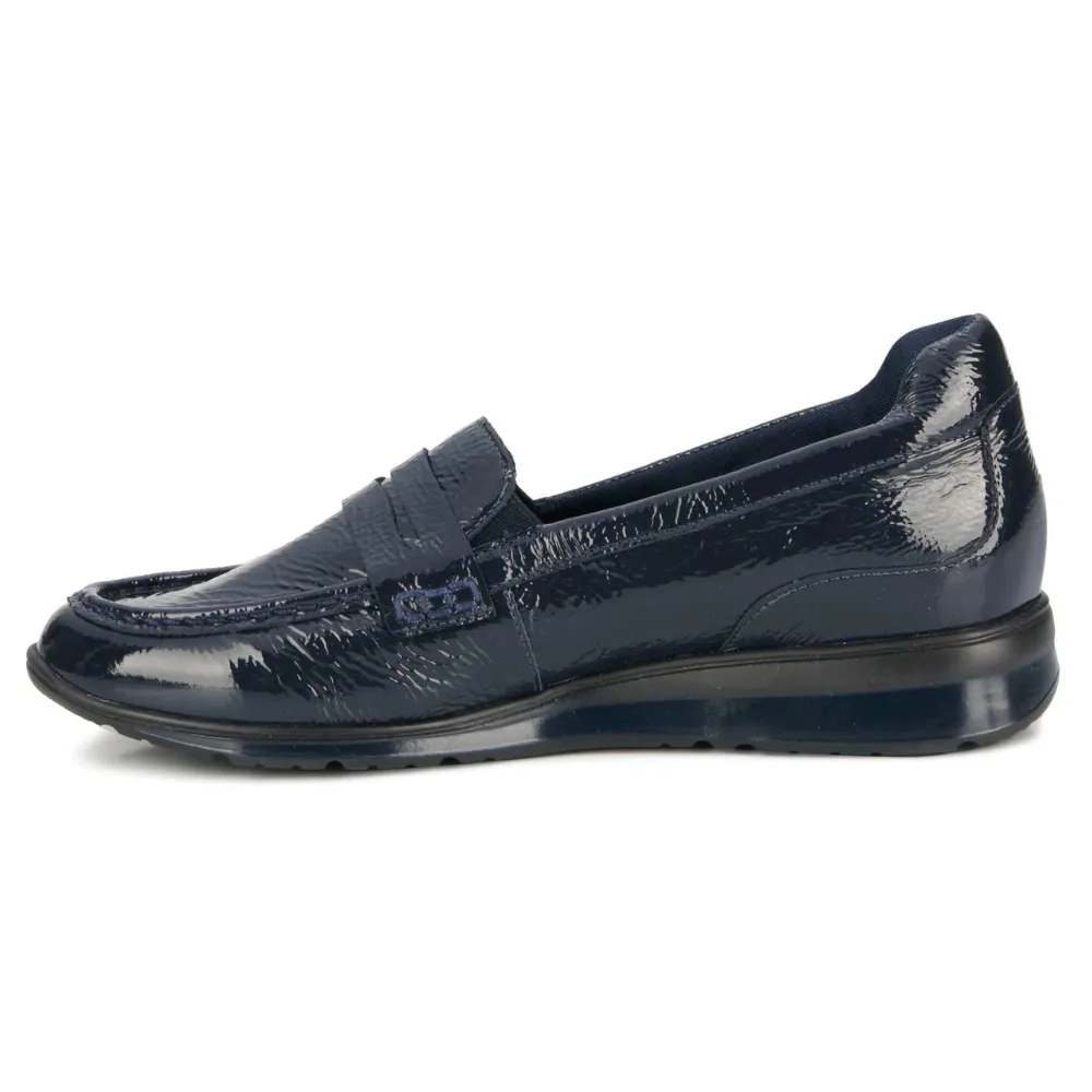 Ros Hommerson Dannon Navy Crinkle Patent Loafer (Women's)