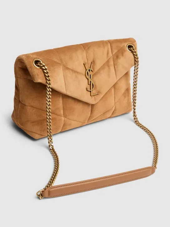 Saint Laurent   Small Puffer suede shoulder bag 