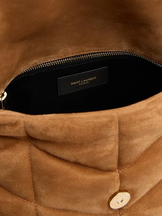 Saint Laurent   Small Puffer suede shoulder bag 