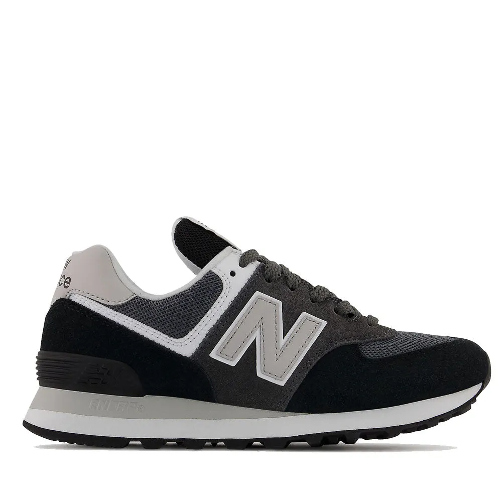 Scarpe Donna NEW BALANCE Sneakers 574 in Pelle colore Black e Magnet